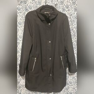 Calvin Klein black polyester rain coat.